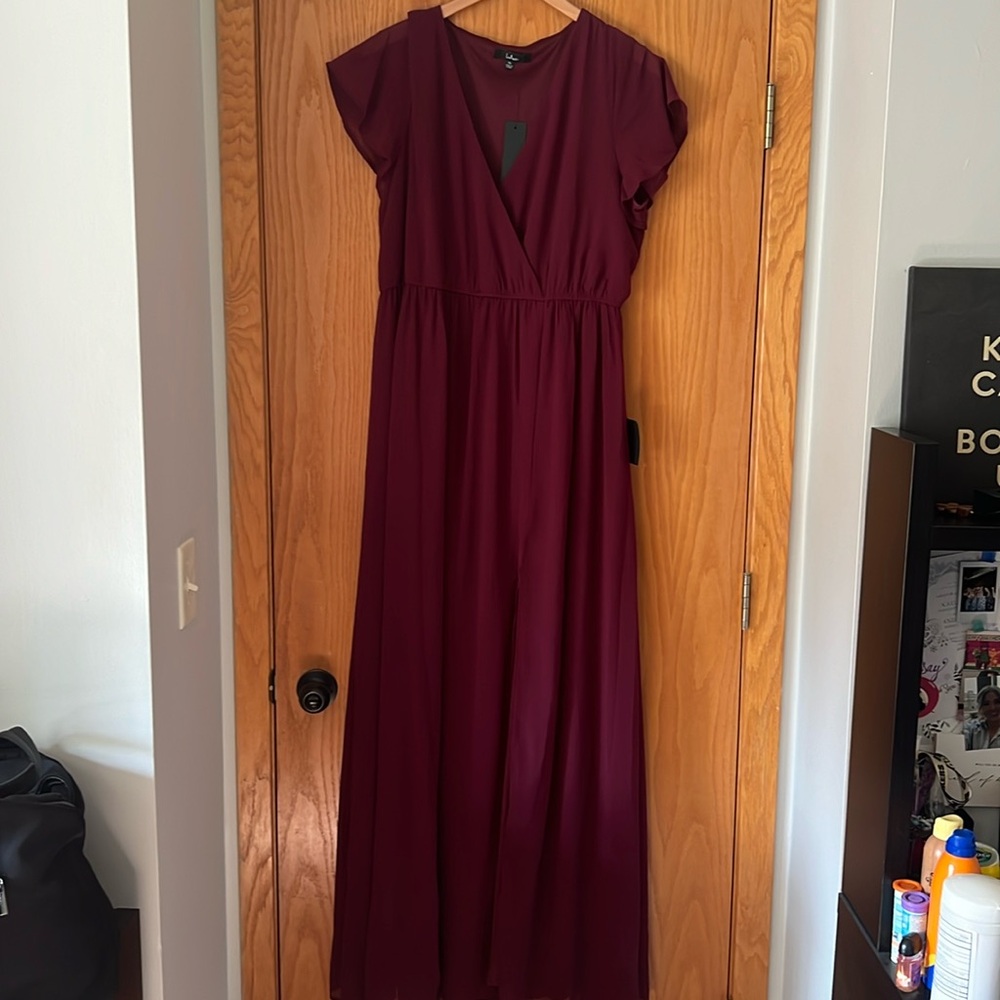 Lulus Lost in the Moment Burgundy Maxi Dress. Size XL